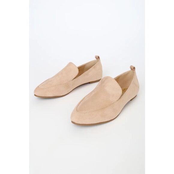 LULUS Women’s Light Nude Suede Bellona Slip-On Loafers Size 9 - Picture 1 of 7